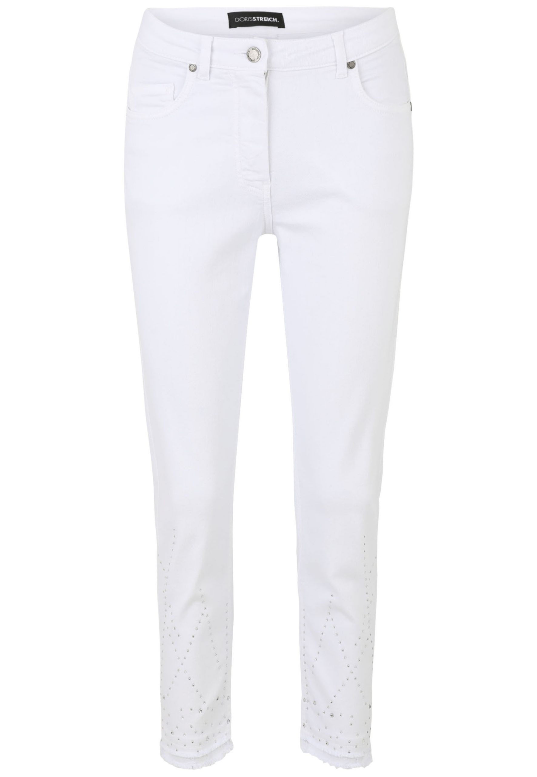 Doris Streich Slim‑Fit Jeans in Weiß mit Detailstickerei